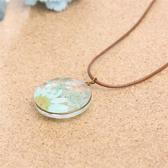 Gypsophila & Blue Mum 18K Gold-Plated Pendant Necklace