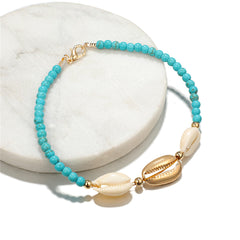 Howlite & Shell 18K Gold-Plated Beaded Seashell Anklet