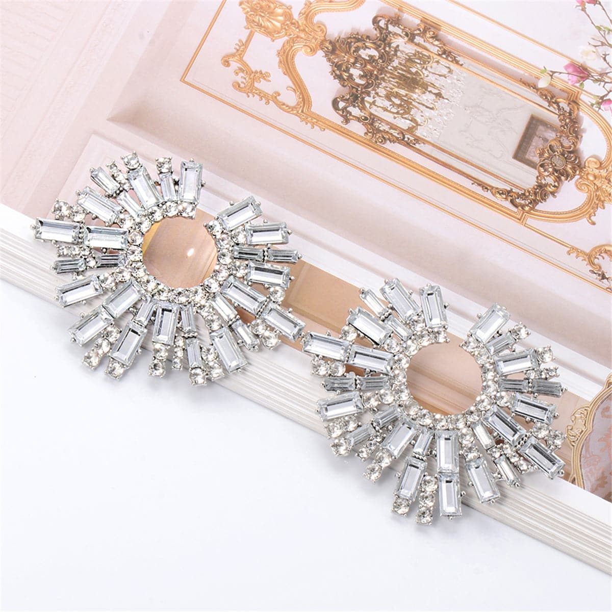 Cubic Zirconia & Silver-Plated Abstract Stud Earrings