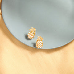 Pearl & 18K Gold-Plated Pineapple Stud Earrings