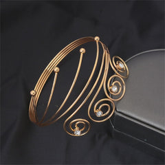 Cubic Zirconia & 18K Gold-Plated Four-Swirl Arm Cuff