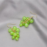 Jade & 18K Gold-Plated Grape Earrings