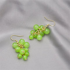 Jade & 18K Gold-Plated Grape Earrings