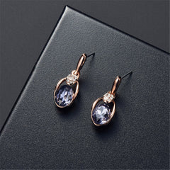 Purple & 18K Rose Gold-Plated Oval Pendant Necklace & Drop Earrings