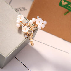 Pearl & Cubic Zirconia Shell 18k Gold-Plated Flower Brooch