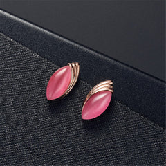 Red & 18K Rose Gold-Plated Pear Pendant Necklace & Stud Earrings