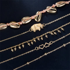 18K Gold-Plated Origami Elephant Charm Anklet Set