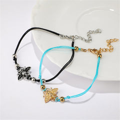 Blue & Navy Bee Charm Anklet Set