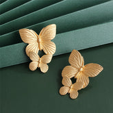 18K Gold-Plated Dual Butterfly Drop Earrings