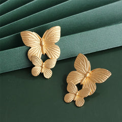 18K Gold-Plated Dual Butterfly Drop Earrings