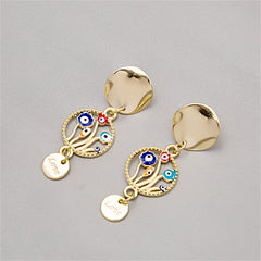 Blue Enamel & 18K Gold-Plated 'Love' Evil Eye Drop Earrings