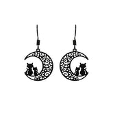 Black Moon & Cat Drop Earrings