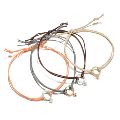 Peach Polyster & Two-Tone Female Symbol Adjustable Bracelet Set