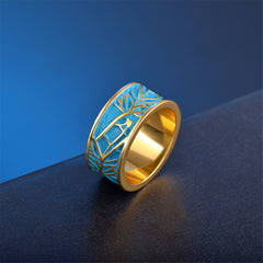 Blue Enamel & 18K Gold-Plated Branch Band Ring