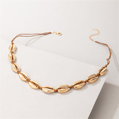 18K Gold-Plated Shell Station Necklace