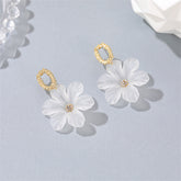 Cubic Zirconia & Acrylic 18K Gold-Plated Flower Drop Earrings