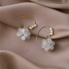 White Cat's Eye & Pearl 18K Gold-Plated Grape-Group Drop Earrings
