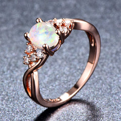 Opal & 18K Rose Gold Crystal-Accent Twist Ring