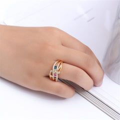 Cubic Zirconia & Rainbow Crystal Rattan Ring
