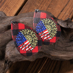 Black & Red Polystyrene Stars & Stripes Sunflower Drop Earrings