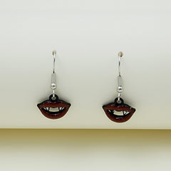 Red & Black Vampire Fangs Drop Earrings