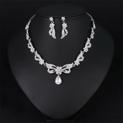 Crystal & Silver-Plated Wing Drop Earrings & Butterfly Necklace