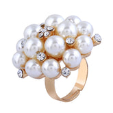 pearl & Crystal Floral Adjustable Ring - streetregion