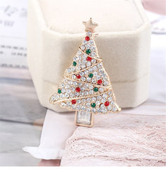 Cubic Zirconia & Crystal Trimmed Christmas Tree Brooch