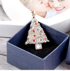 Cubic Zirconia & Crystal Trimmed Christmas Tree Brooch