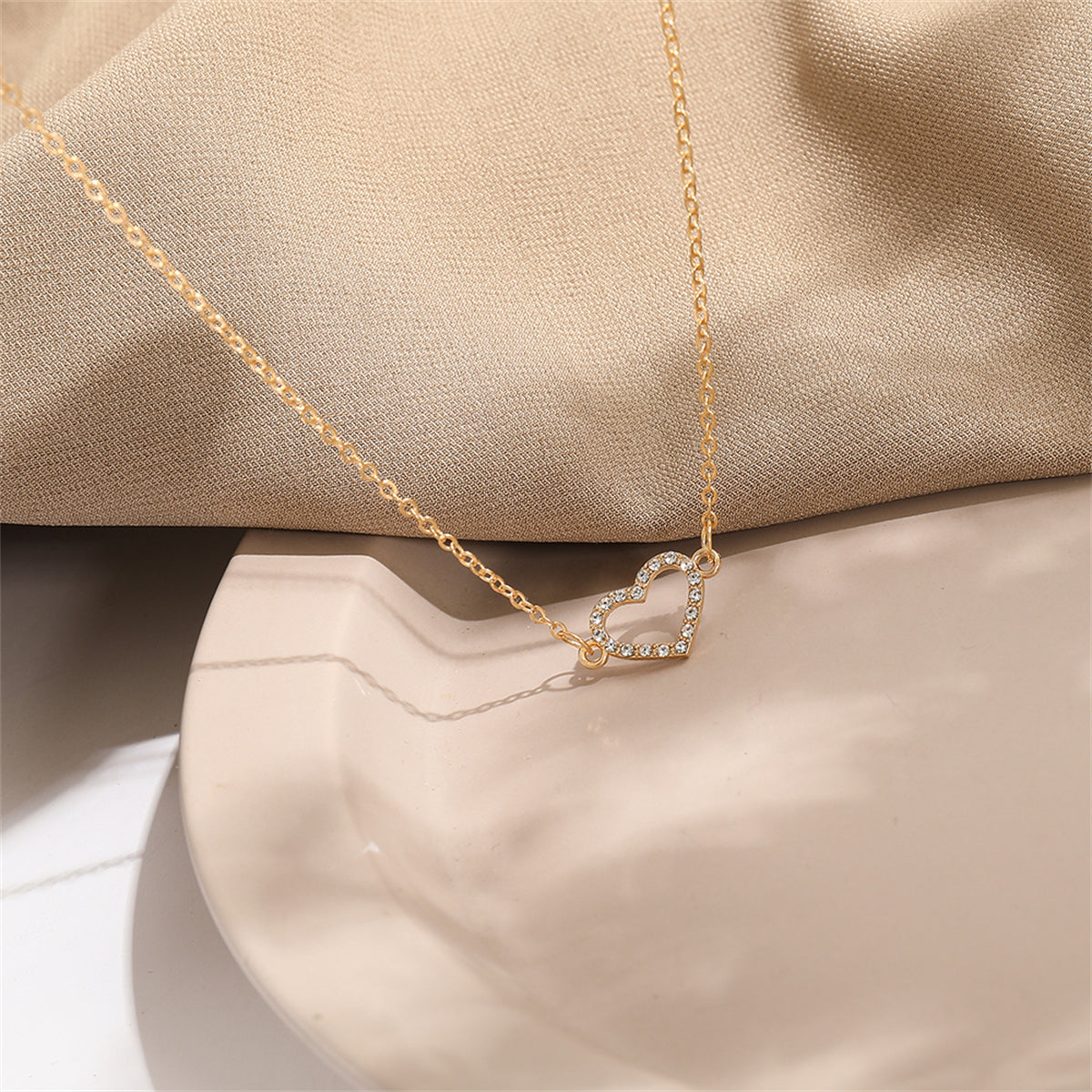 Cubic Zirconia and 18K Gold-Plated Heart Pendant Necklace, gold pendant necklace for women, styled look