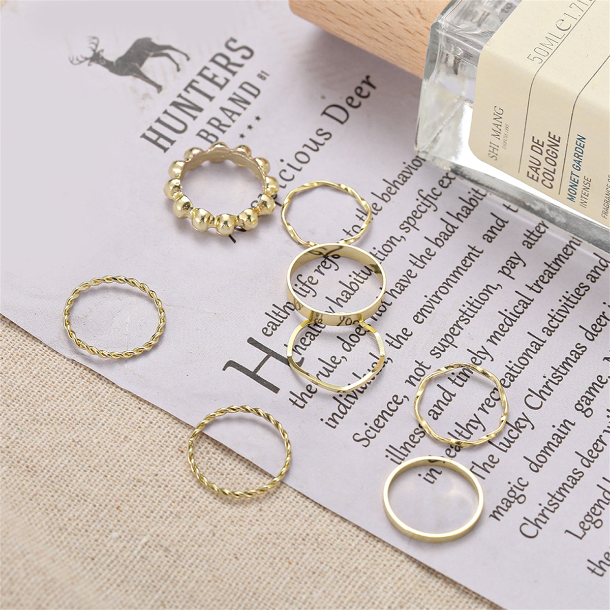 18K Gold-Plated Twine Ring Set, jewelry gift sets for women, elegant gift for her, styled look