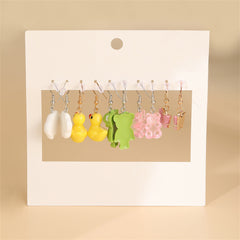 Green Resin & Polymer Clay Two Tone Frog Drop Earrings Set