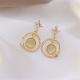 Cubic Zirconia & Cat's Eye Star Drop Earrings