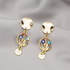Blue Enamel & 18K Gold-Plated 'Love' Evil Eye Drop Earrings