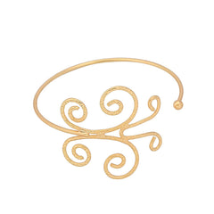 Beautiful gold arm cuff with a unique spiral design, showcasing an 18K gold-plated butterfly arm cuff for a chic look.