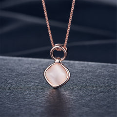 Pink & 18K Rose Gold-Plated Pendant Necklace & Drop Earrings
