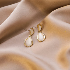 Cat's Eye & 18K Gold-Plated Teardrop Drop Earrings