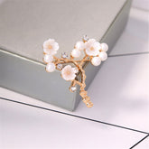 Pearl & Cubic Zirconia Shell 18k Gold-Plated Flower Brooch