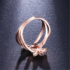 Cubic Zirconia & Crystal 18K Rose Gold-Plated Floral Ring