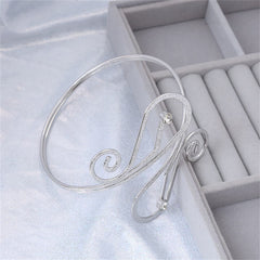 Cubic Zirconia & Silver-Plated Frosted Geometric Arm Cuff