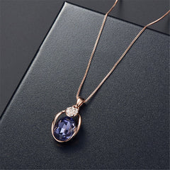 Purple & 18K Rose Gold-Plated Oval Pendant Necklace & Drop Earrings