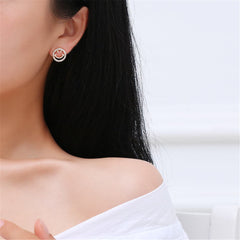 cubic zirconia & 18K Gold-Plated Smiley Face Stud Earrings - streetregion