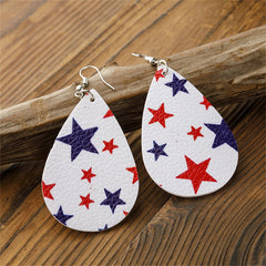 White & Navy Polystyrene Starry Teardrop Drop Earrings