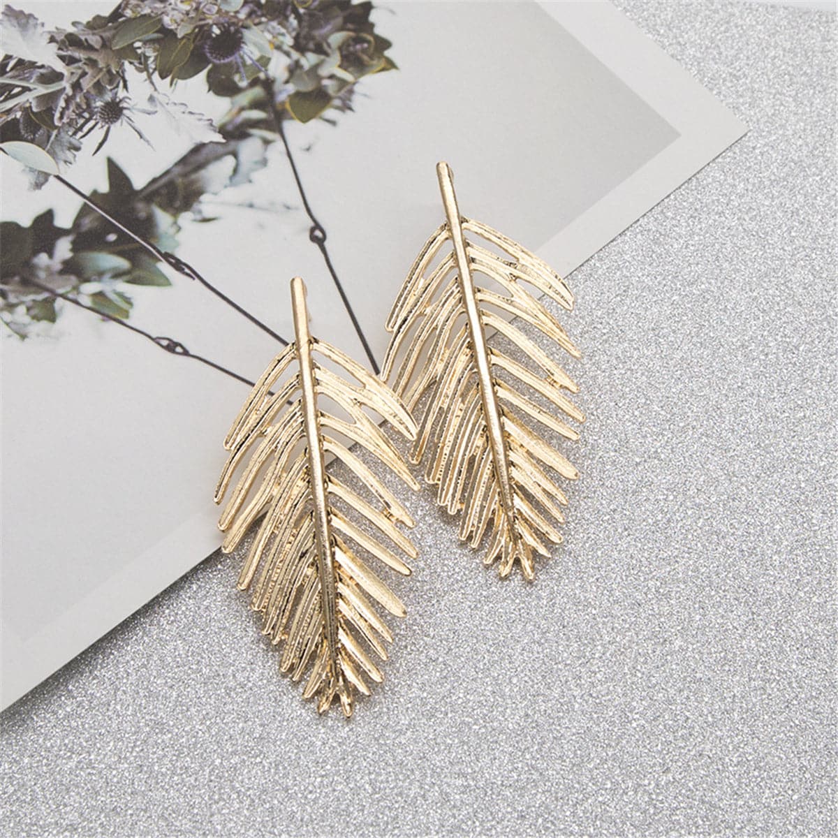 18k Gold-Plated Leaves Drop Earrings - streetregion