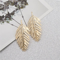18k Gold-Plated Leaves Drop Earrings - streetregion