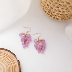 Purple Acrylic & 18K Gold-Plated Grape Drop Earrings