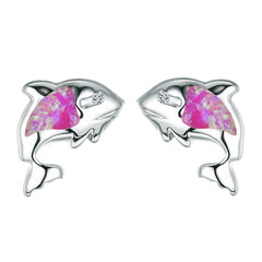 Rose Opal & Cubic Zirconia Dolphin Stud Earring