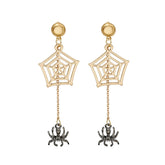 Two-Tone Spider & Web Drop Earrings