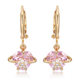 Pink Crystal & Cubic Zirconia 18K Gold-Plated Heart Drop Earrings