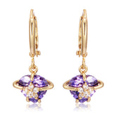 Purple Crystal & Cubic Zirconia 18K Gold-Plated Heart Drop Earrings